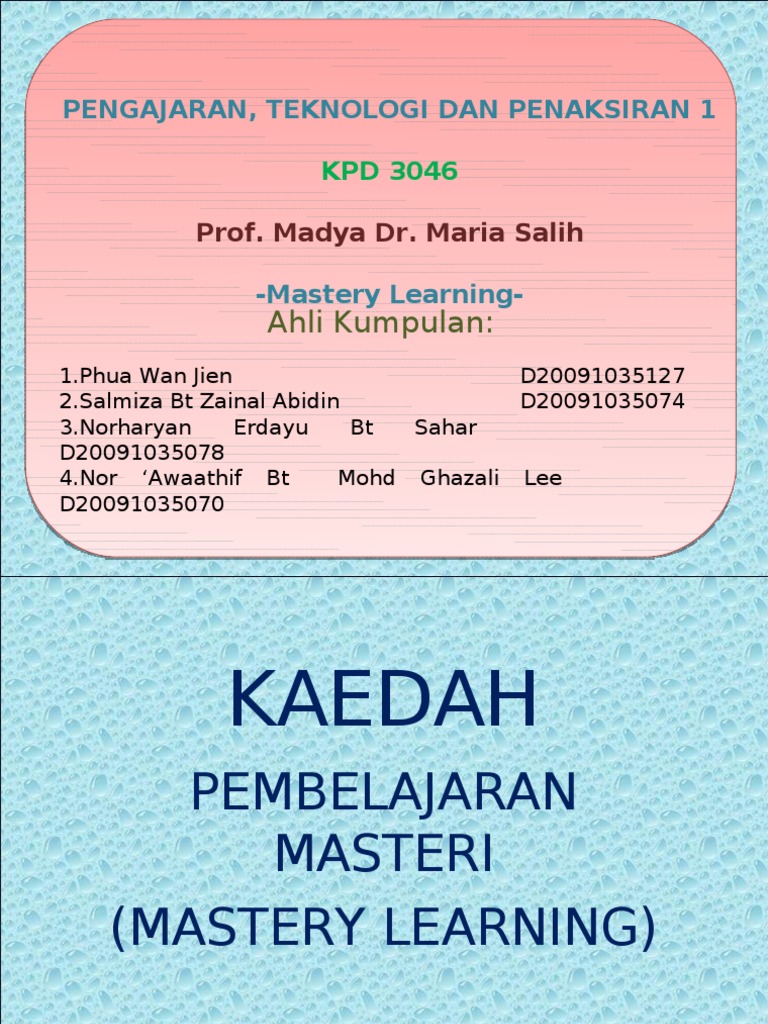 Mastery Learning PP | PDF
