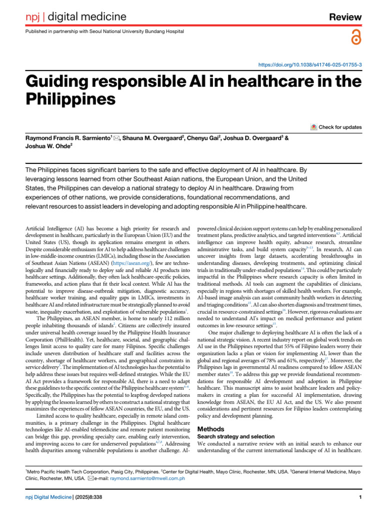 Responsible AI Strategies for Philippine Healthcare | PDF | Artificial ...