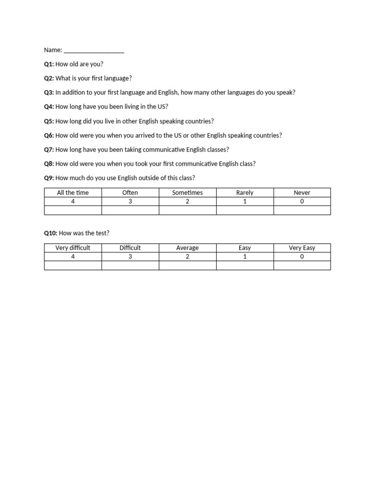 Background Questions | PDF