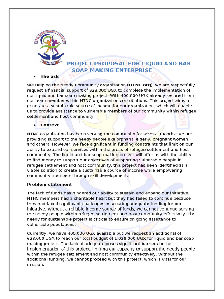 Soap Making Project Proposal for HTNC | PDF | Economies