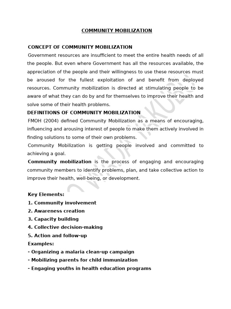 Community Mobilization for Health Improvement | PDF | Community ...