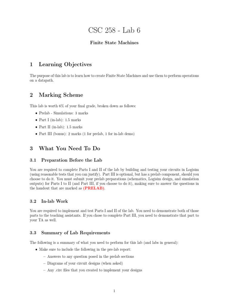 Finite State Machines Lab Guide | PDF | Division (Mathematics ...