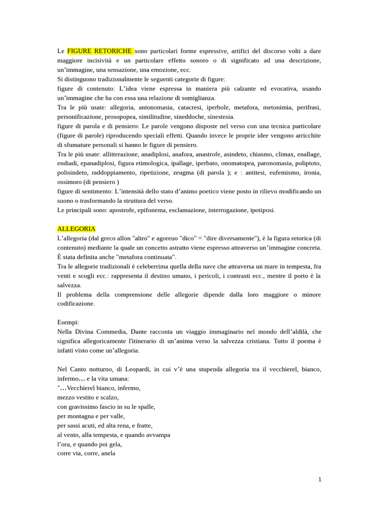Figure Retoriche Con Esempi | PDF