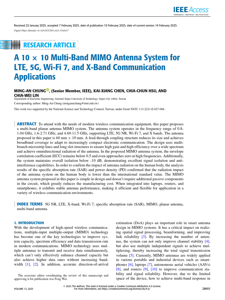 Multi-Band MIMO Antenna for 5G and Wi-Fi 7 | PDF | Antenna (Radio) | Mimo