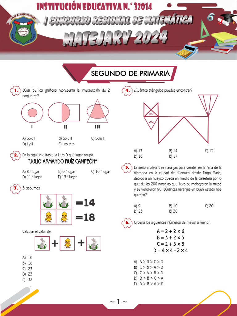 Ejercicios de Matemáticas para Segundo de Primaria | PDF