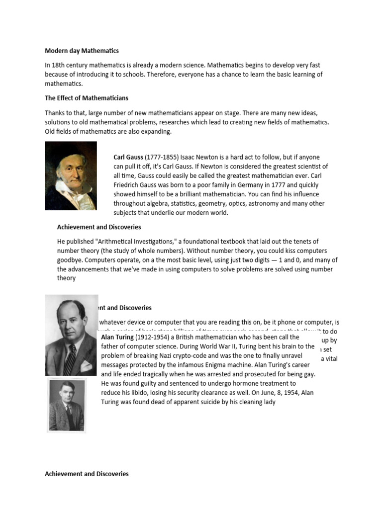 Modern Mathematician | PDF | Mathematics | Alan Turing