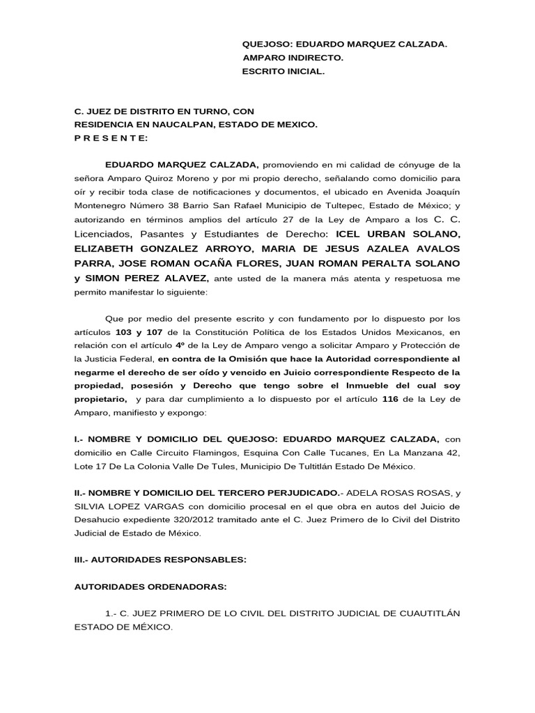 Amparo Indirecto de Eduardo Marquez | PDF | Propiedad | Caso de ley
