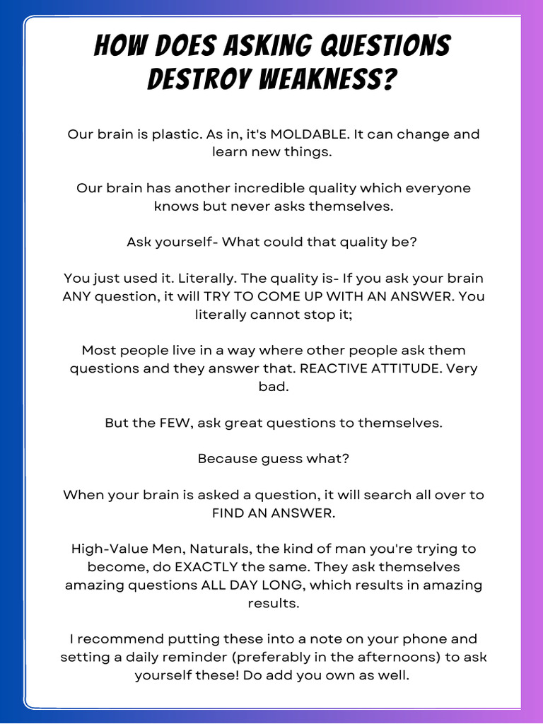 Fascinating Questions to Destroy Your Inner Btch | PDF