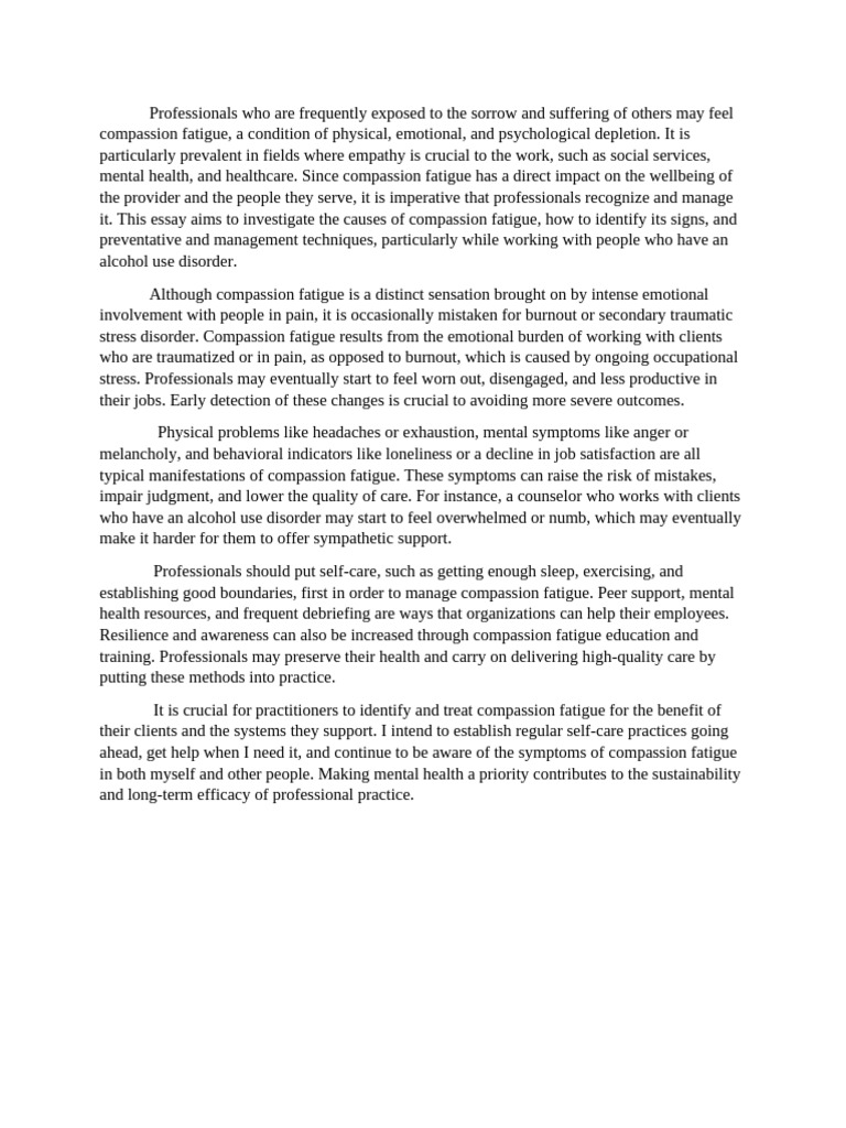 Recognizing and Managing Compassion Fatigue in Professional Practice ...