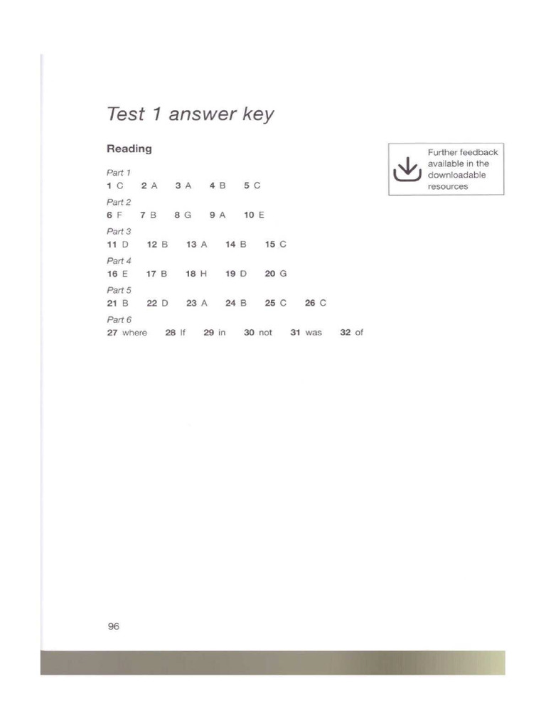 b1 Preliminary For Schools 1 Answer Keys | PDF