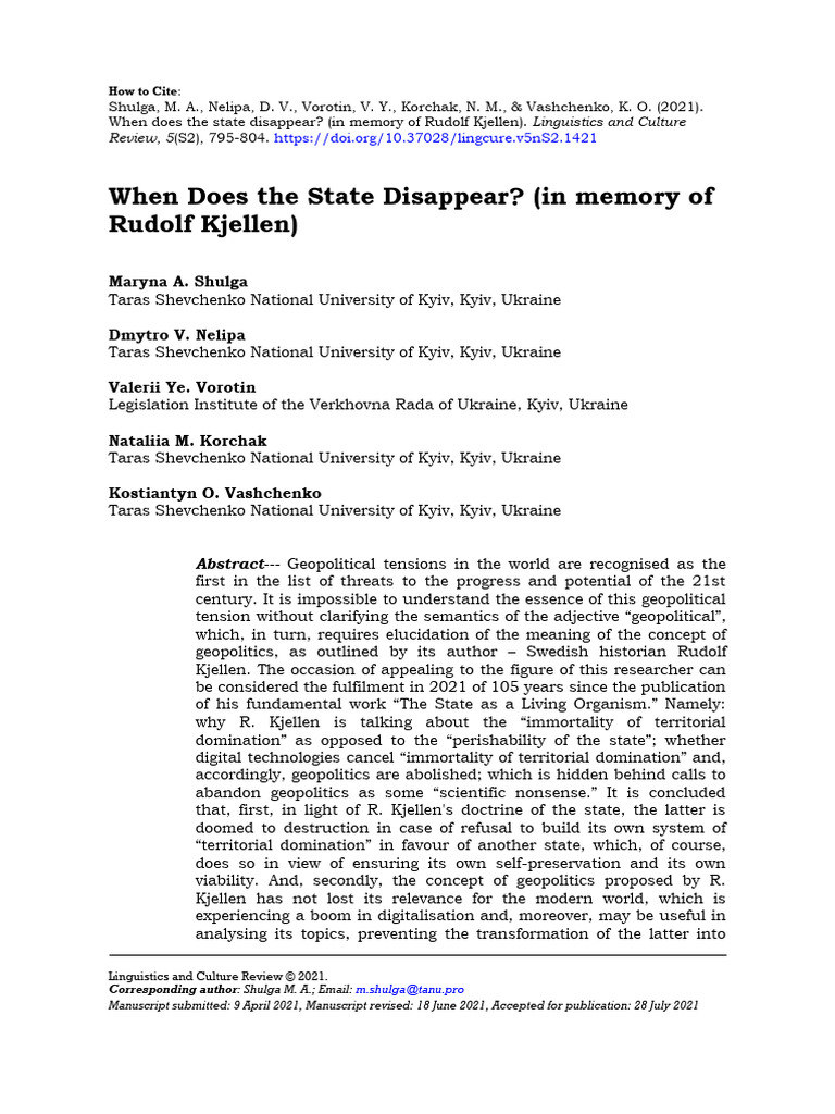 When Does The State Disappear in Memory of Rudolf | PDF | Geopolitics