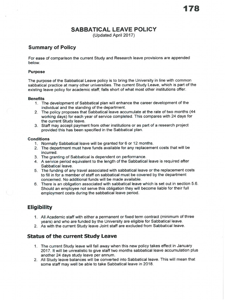 Sabbatical Leave Policy - zp124430 | PDF