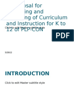A Proposal For Improving and Preparing of Curriculum and Instruction For K To 12 of PLP-CON