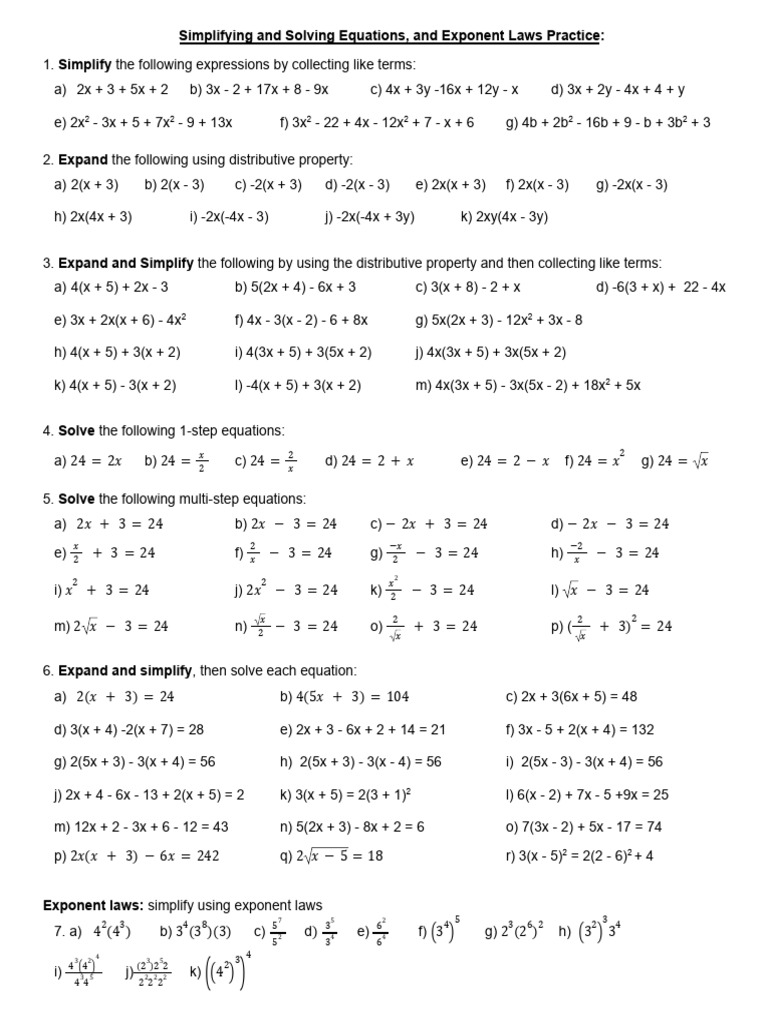 02-05b Solving Equation Work Period Sheet-Full Answers | PDF | Chess ...