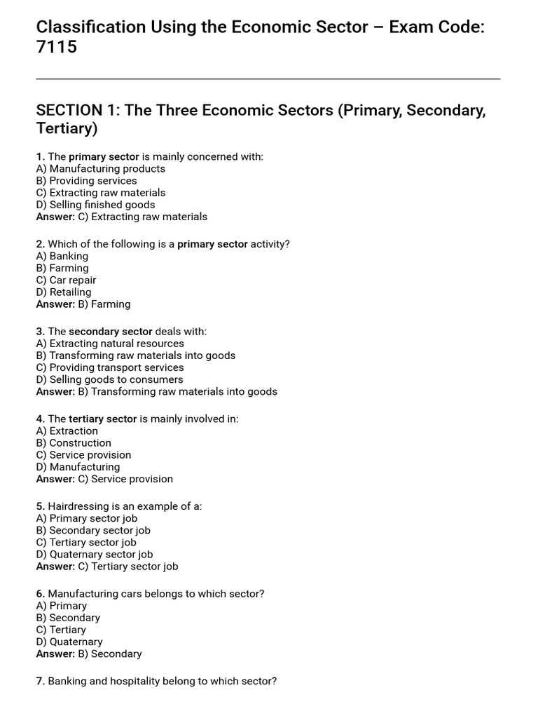 Economic Sector Classification Guide | PDF | Tertiary Sector Of The ...