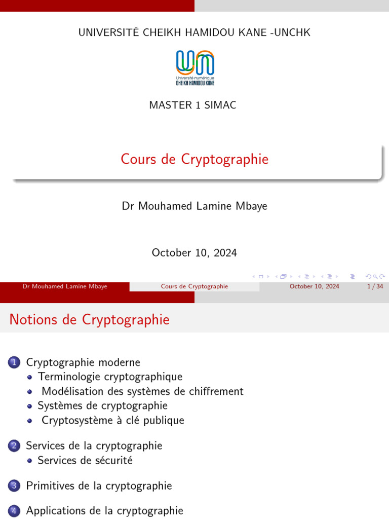 Introduction à la Cryptographie Moderne | PDF | Public-key cryptography ...