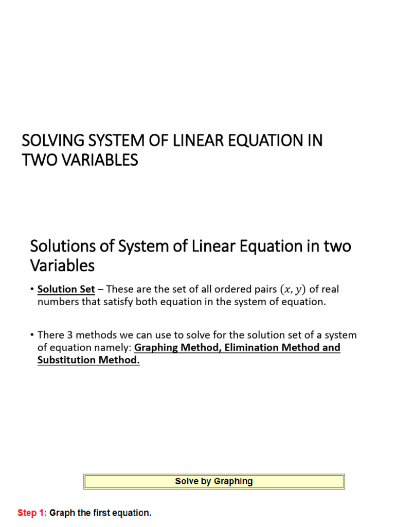 Solving System of Linear Equation in Two Variables | PDF