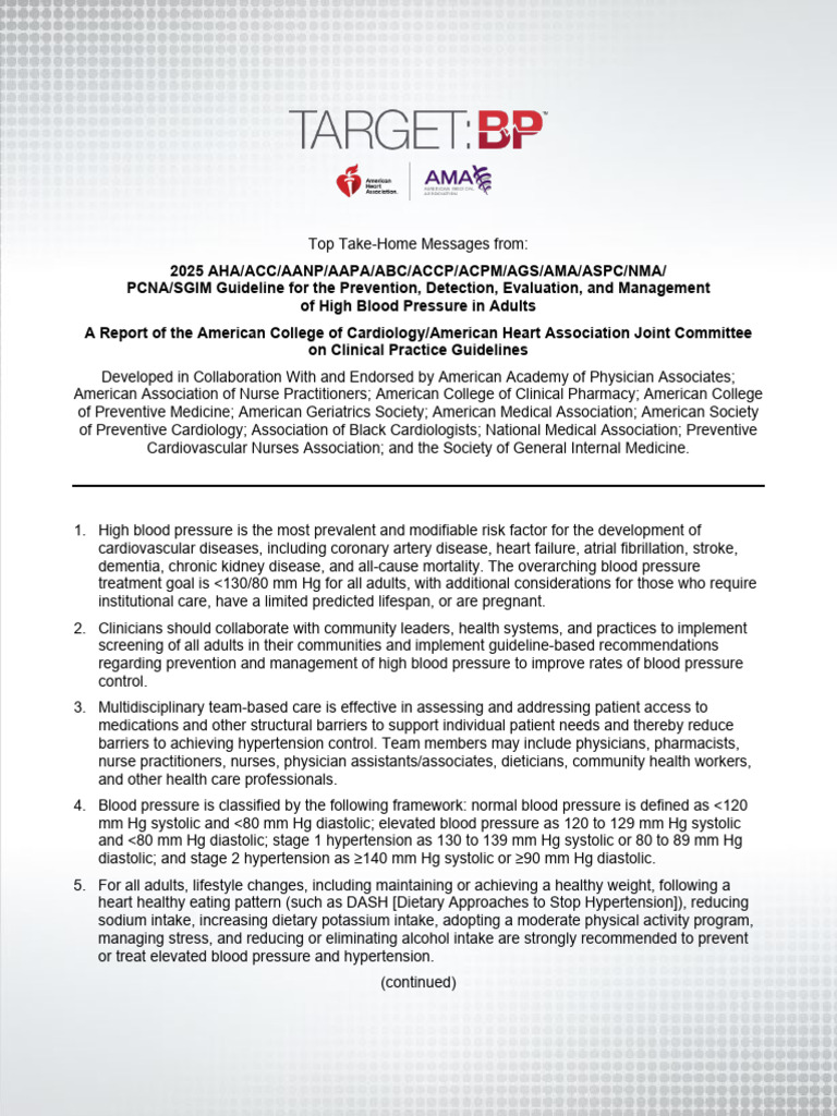 Top Take Home Messages From 2025 AHA ACC Guideline On High Blood ...