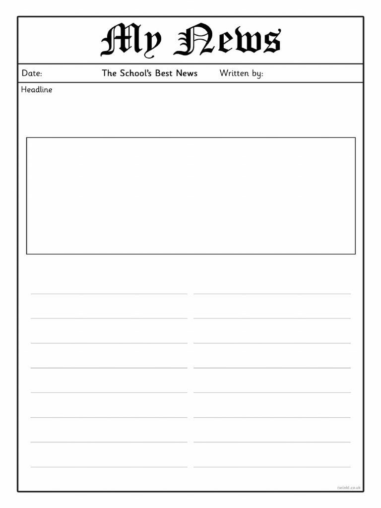 News Writing Template Lined | PDF