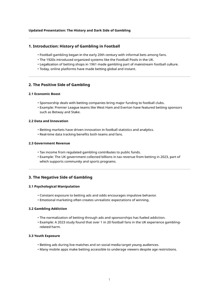 Gambling's Impact on Football: Risks & Rewards | PDF | Gambling | Risk