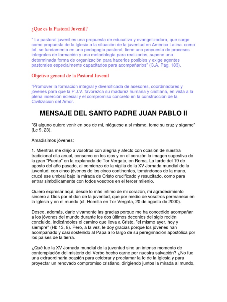 Que Es La Pastoral Juvenil | PDF | Jesús | Cristo (título)