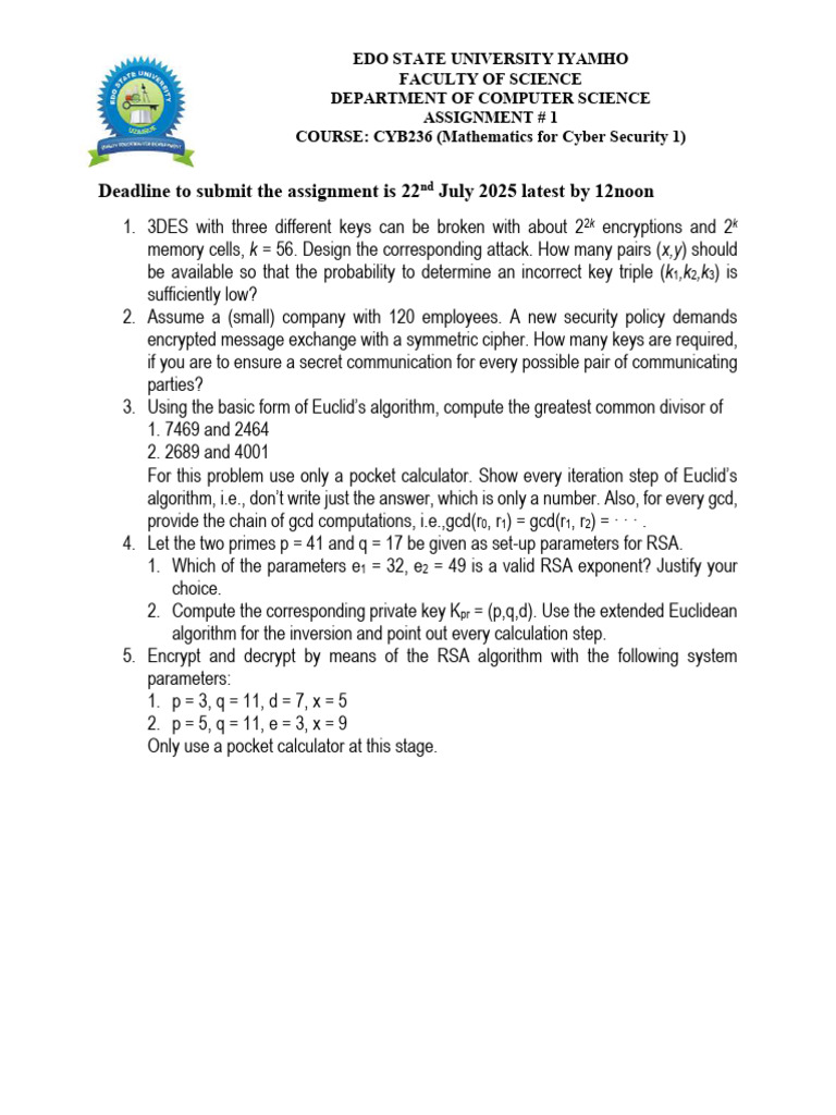 Cybersecurity Assignment on Encryption Methods | PDF
