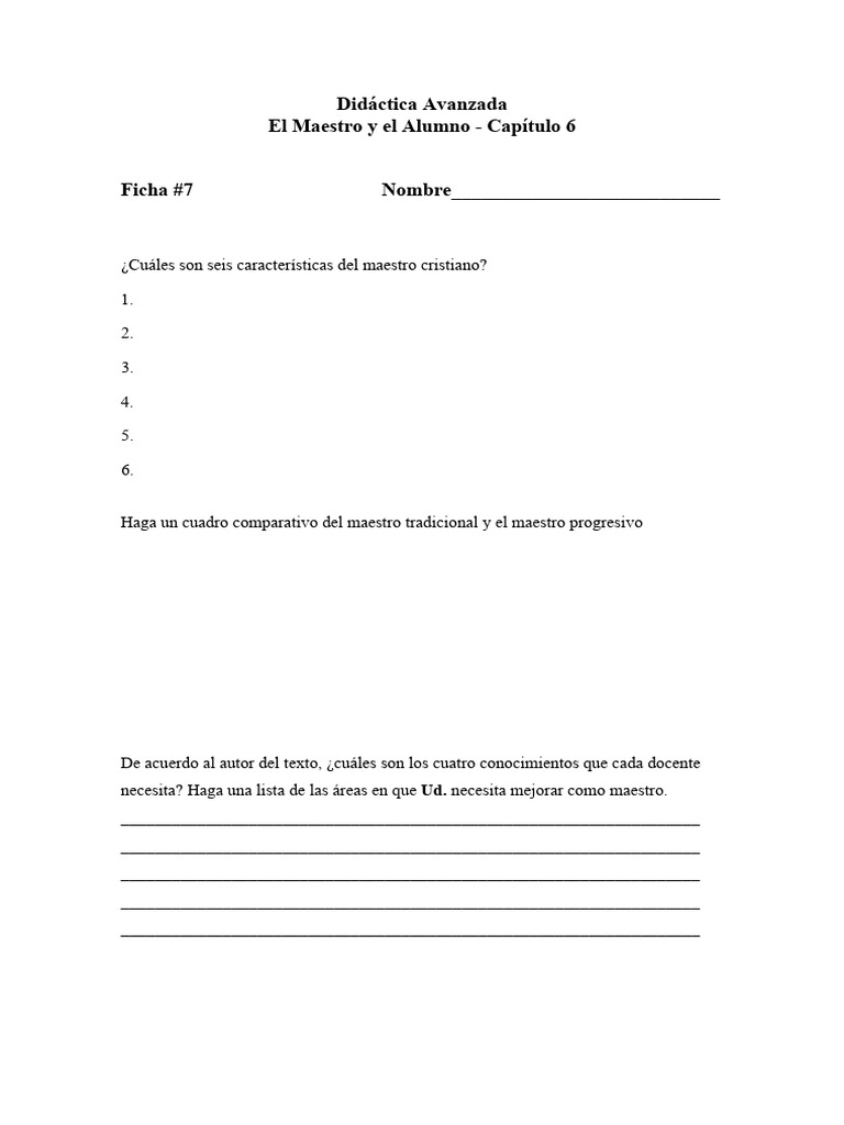 Didáctica Avanzada Ficha 7 | PDF
