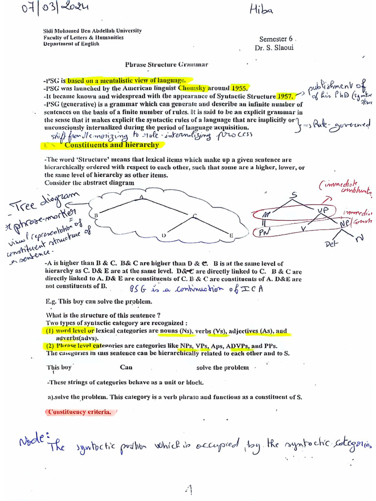 3 - Phrase Structure Grammar | PDF