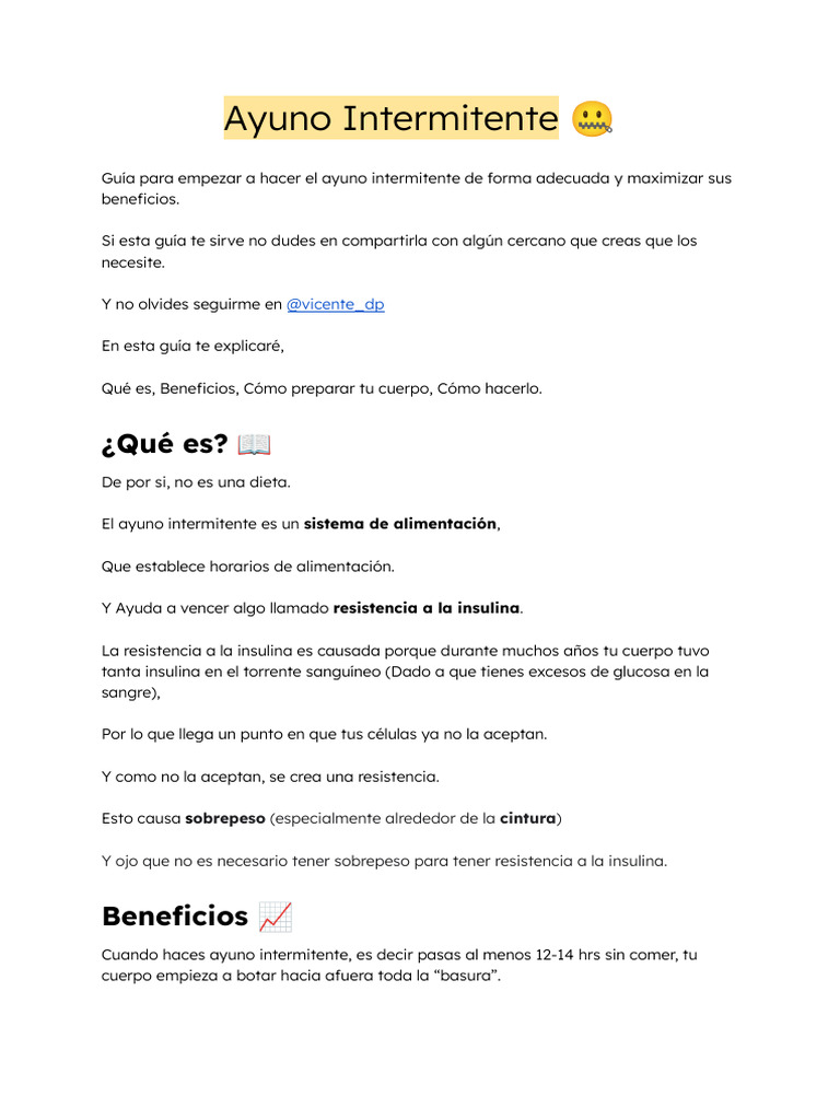 Guía Práctica de Ayuno Intermitente | PDF | Ayuno intermitente | Rápido