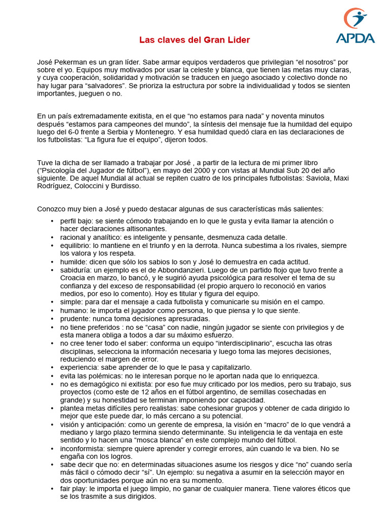 06) Las Claves de Un Gran Líder - Roffé 2006 | PDF | Liderazgo