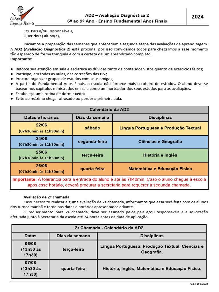 Preparação para AD2: 6º ao 9º Ano | PDF