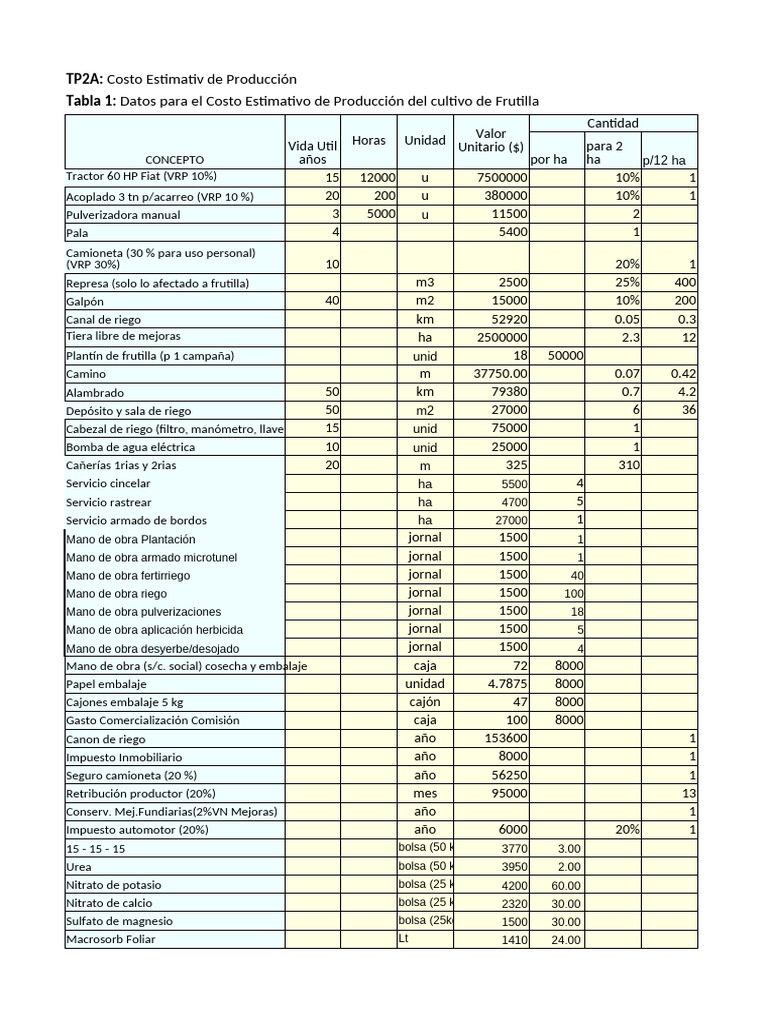 TP 1B 2023 - Costos Frutilla Alumnos (Version 1) .XLSB | PDF ...
