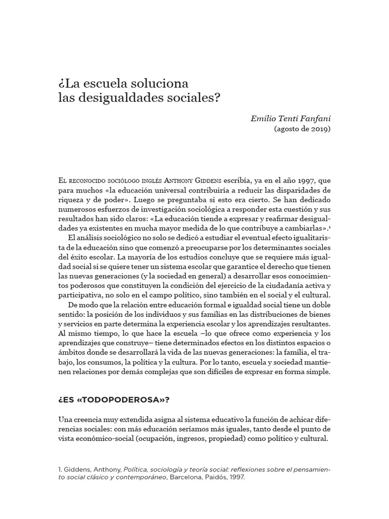 La escuela y las desigualdades sociales | PDF | Desigualdad social ...