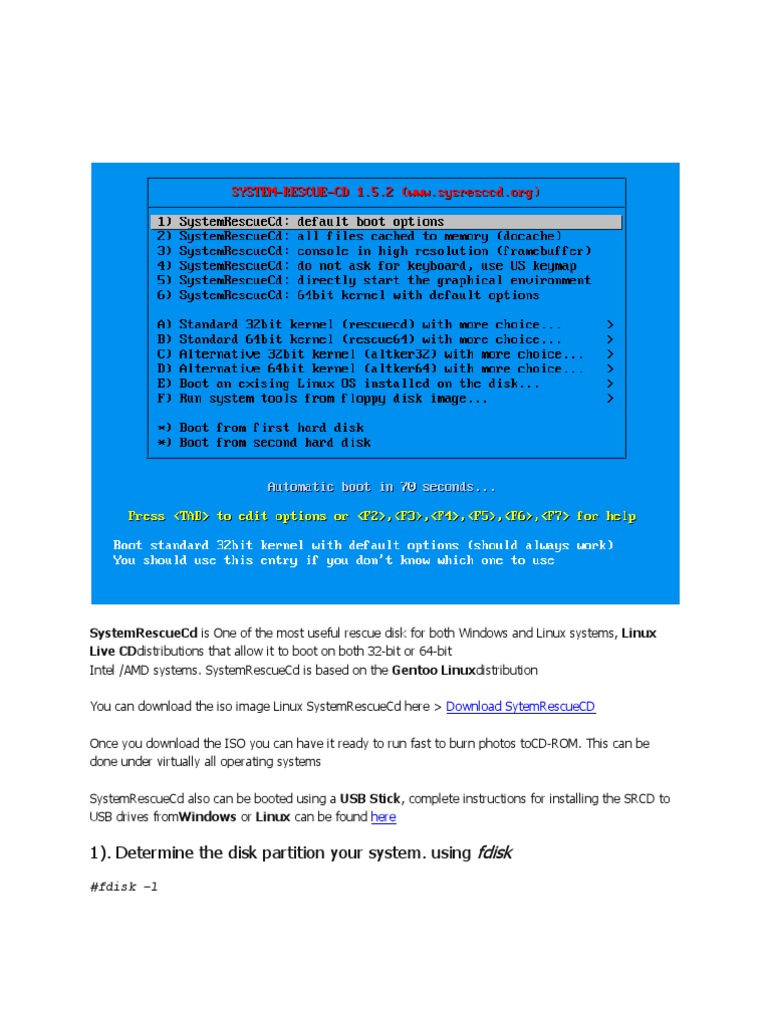SystemRescueCd: Linux Rescue Guide | PDF | Games & Activities | Computers