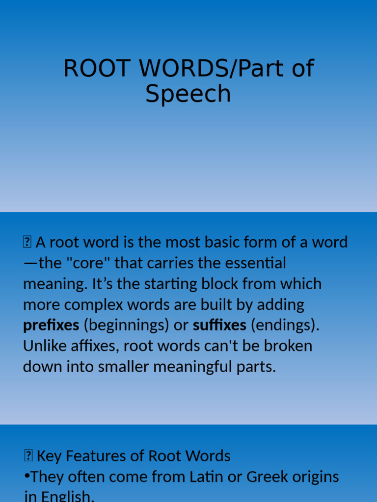 Understanding Root Words and Their Uses | PDF | Word | Verb