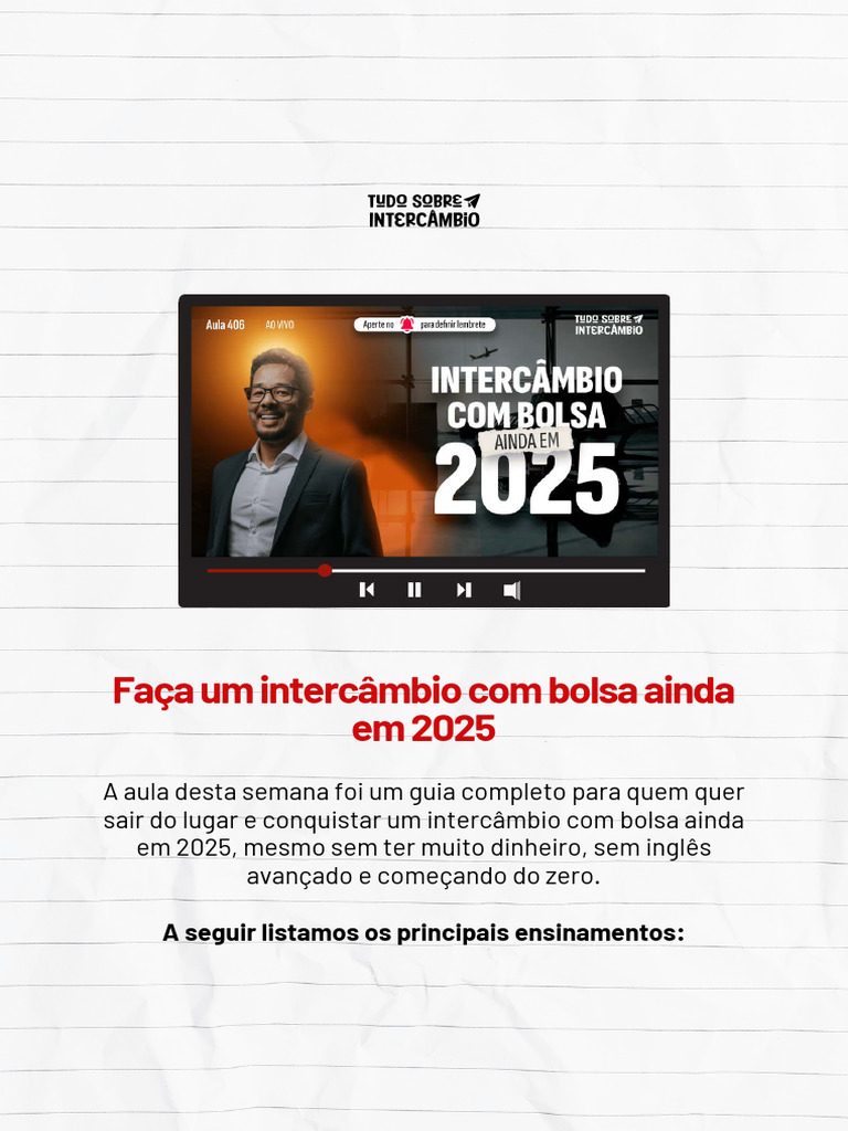Intercâmbio com Bolsa em 2025: Guia Prático | PDF
