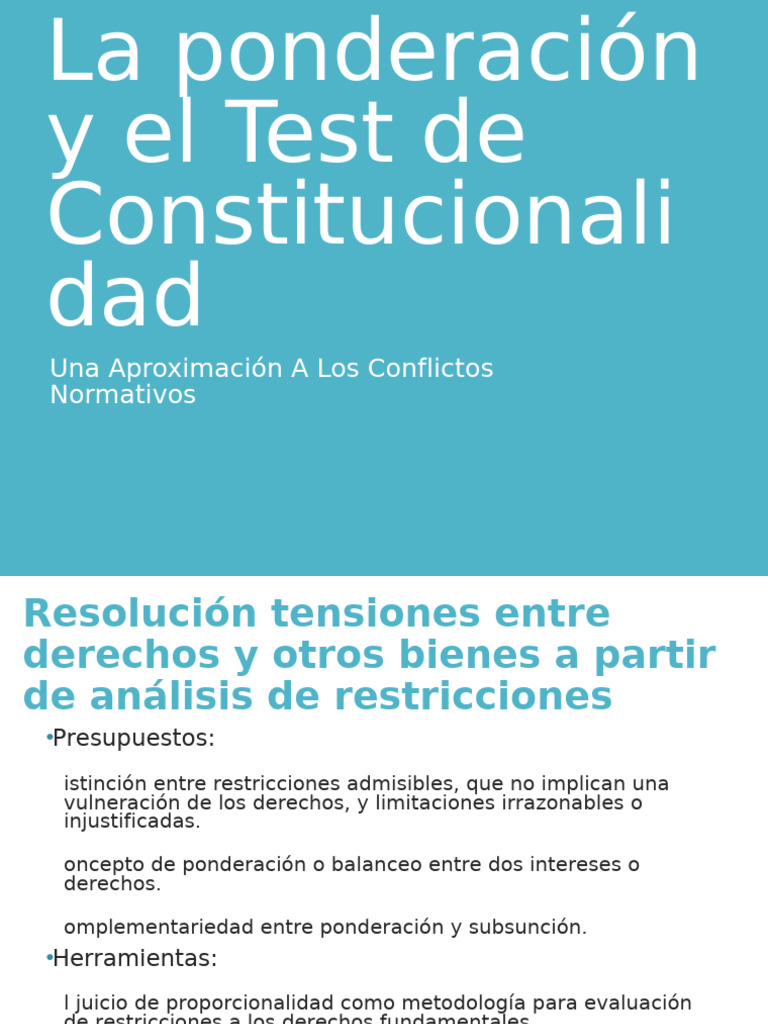 Ponderación y Test de Constitucionalidad | PDF | Derecho Constitucional ...