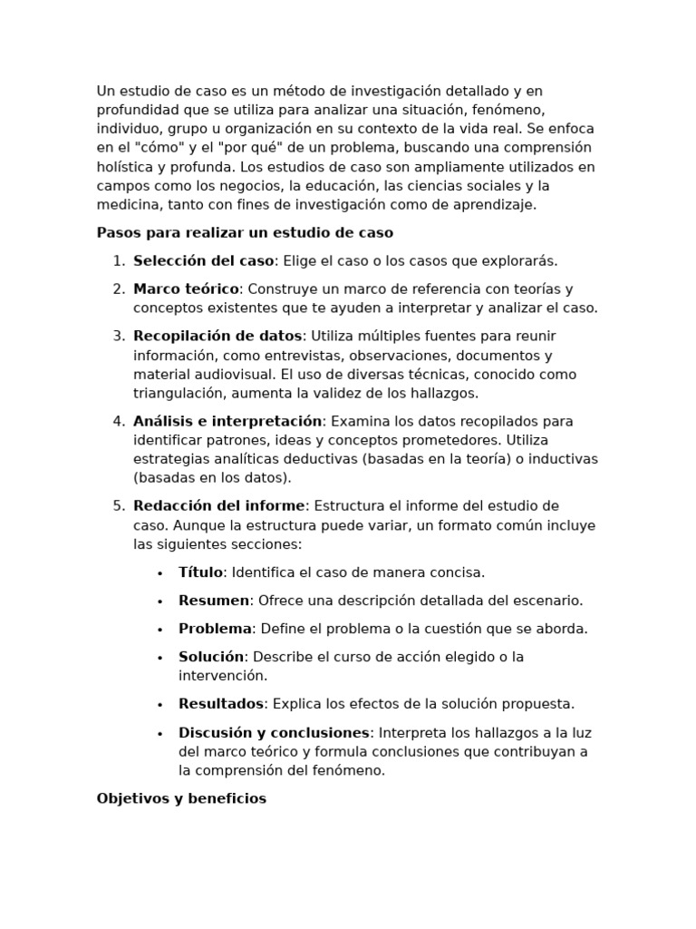 Guía para Realizar un Estudio de Caso | PDF | Caso de estudio | Datos