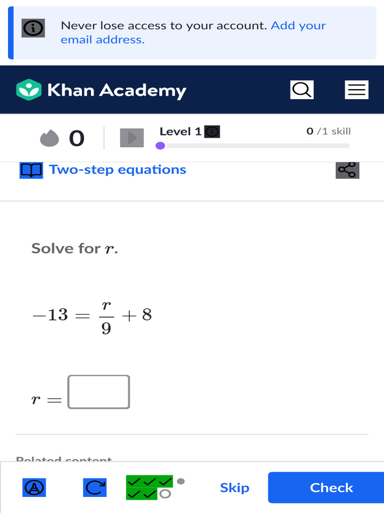 Two-Step Equations Algebra (Practice) Khan Academy 4 | PDF