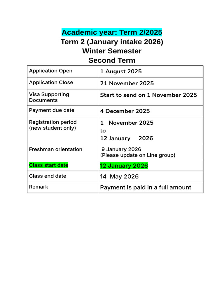 Term 2 2025 Academic Calendar Details | PDF