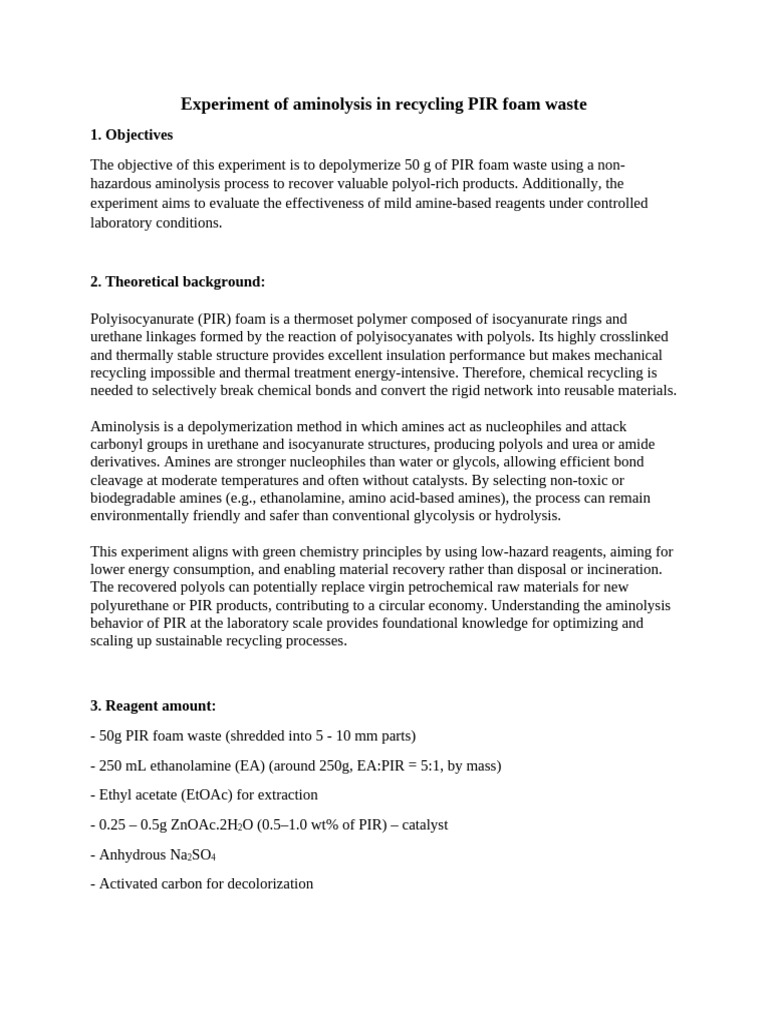 Aminolysis of PIR Foam for Recycling | PDF | Polyurethane | Materials