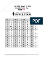 Kunci SNMPTN 2011 Kemampuan IPA Kode 551