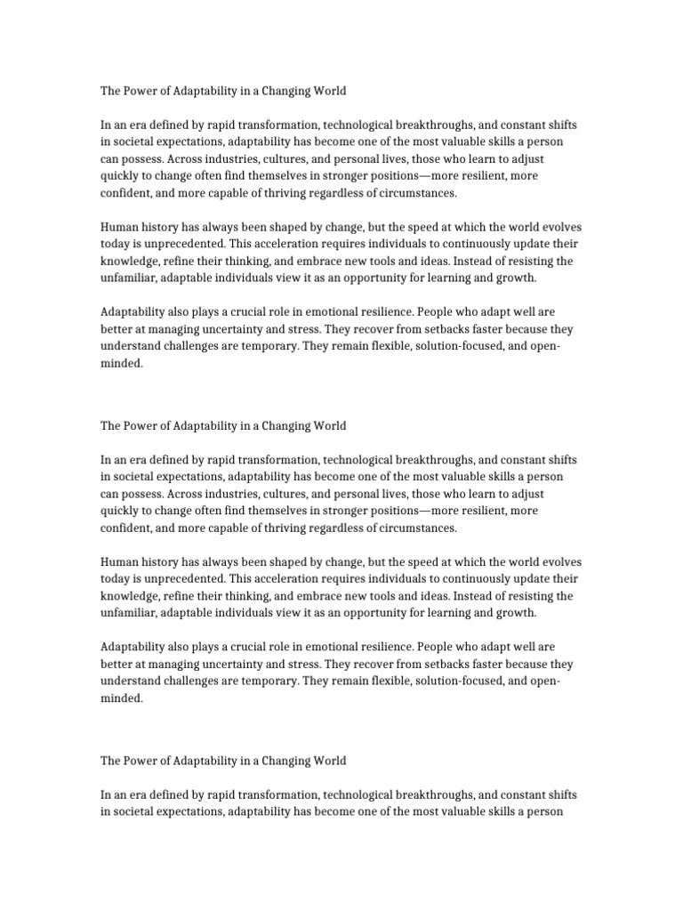 Embracing Adaptability for Success | PDF | Psychological Resilience ...