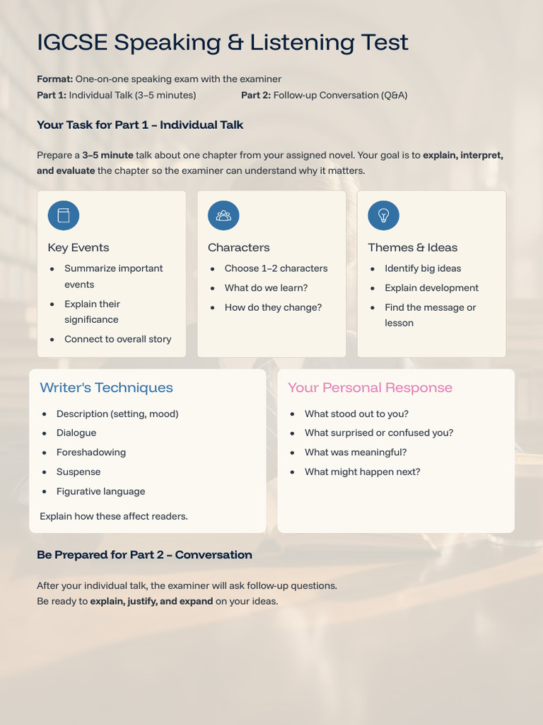 IGCSE Speaking and Listening Test | PDF