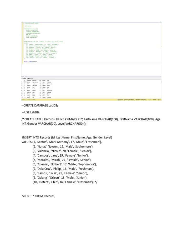 01 Hands-On Activity 1 Pelayo | PDF | Computer Programming | Databases