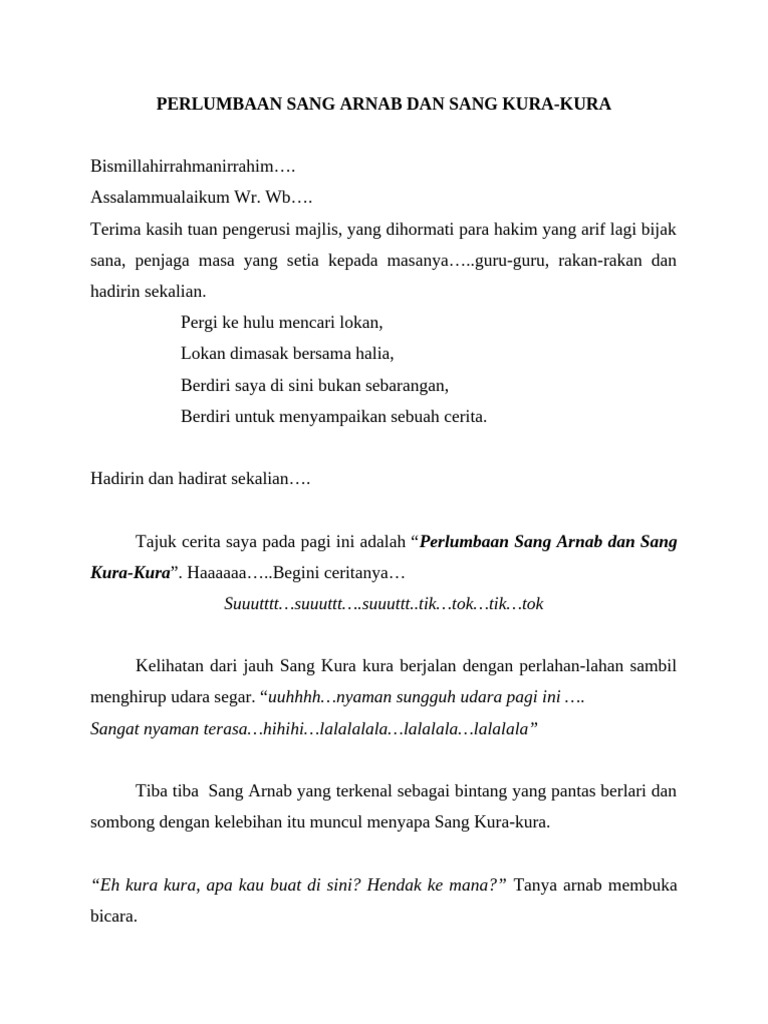 Perlumbaan Arnab dan Kura-Kura: Hikmah Kemenangan | PDF