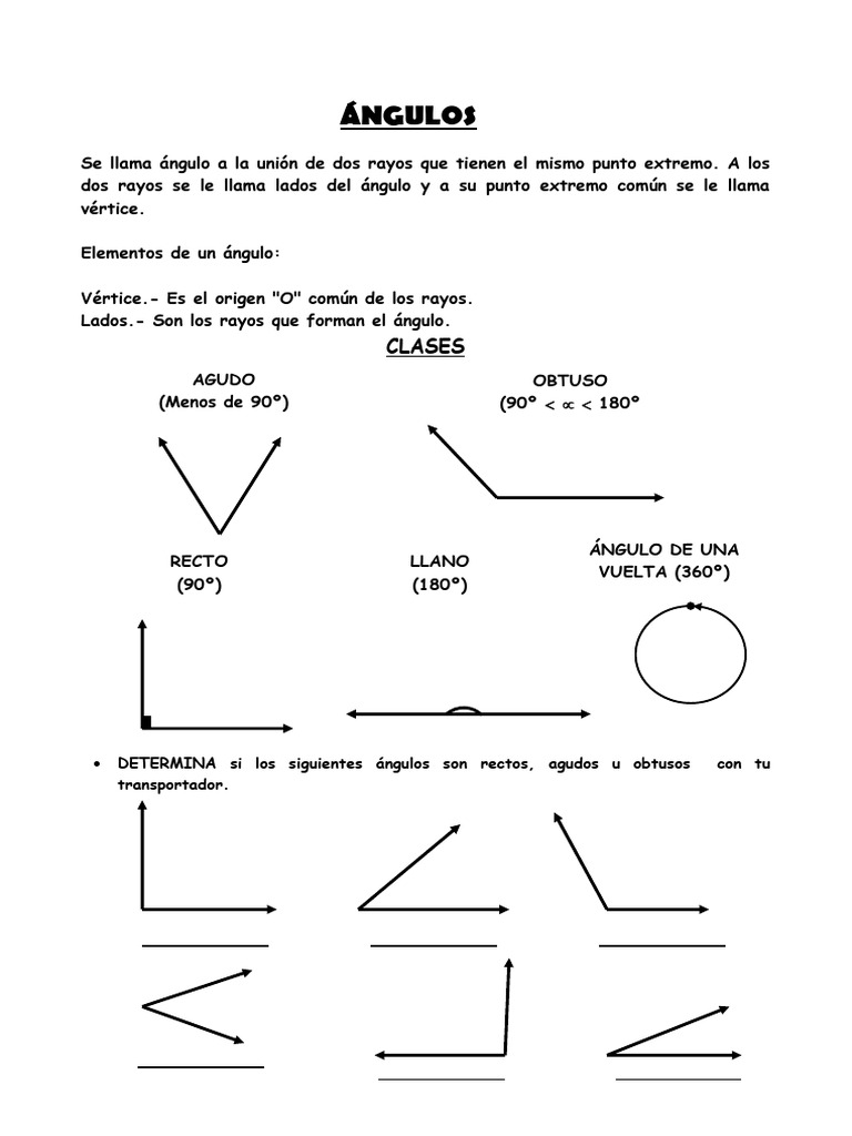 Tipos de ángulos y sus medidas | PDF