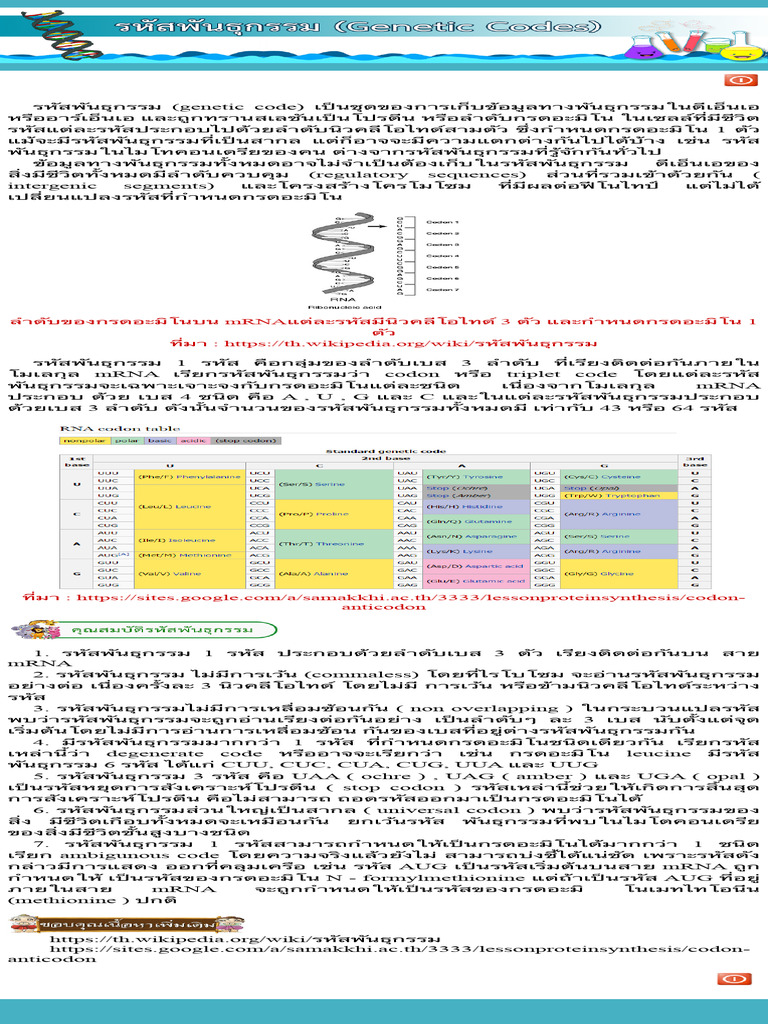 รหัสพันธุกรรม (Genetic Codes) | PDF