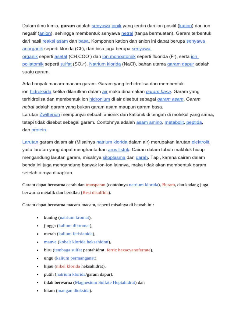 Jenis-jenis Garam dan Karakteristiknya | PDF
