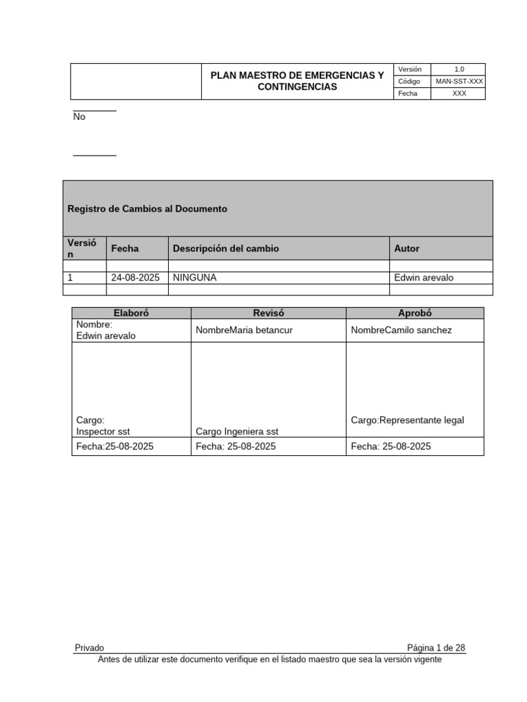 Plan de Emergencias y Contingencias | PDF | Riesgo | Entorno natural